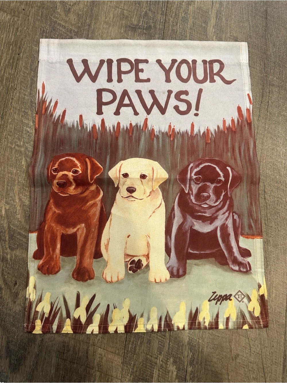 Wipe Your Paws Dog Garden Yard Flag – Labrador Puppies